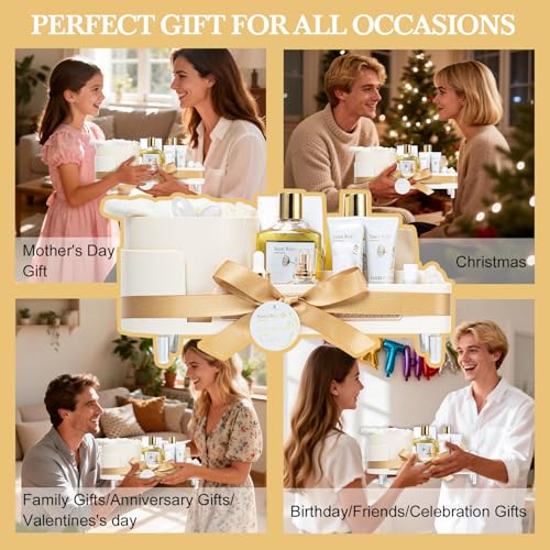 Image of Mothers Day Gifts for Women, 23Pcs VANILLA & YLANG YLANG Spa Gift Basket for Women, Face Skin Lip Care, Bath & Body Set, Self Care Kit, Facial Cream, Birthday, Christmas, Valentines, Anniversary