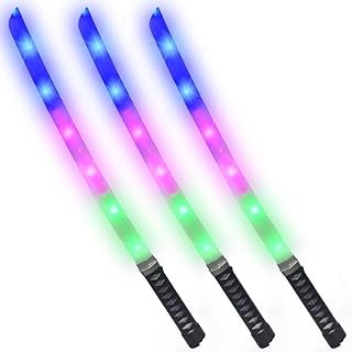 ArtCreativity Light Up Swords for Kids, Set of 3, 23 Inch Toy Swords with Flashing Lights and Sound, Halloween Dress-Up Costume Accessories, Best Birthday Gift for Boys and Girls Ages 3, 4, 5, 6, 7, 8