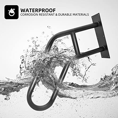 Kcert Outdoor Handrail Wall Mount, Garage Railing With Polished Black Finished, Wall Mounted Hand Rail For Garage, Porch, Garden 1 To 3 Steps Stairs #TOP6