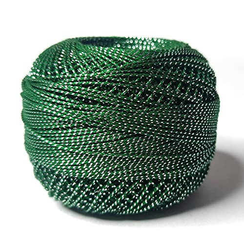 Image of Adikala Metallic Cotton Tatting Shuttle, Crochet Dori Balls for Knitting, Weaving, Embroidery and Craft Making (Set of 4)- 100GMS (Green)