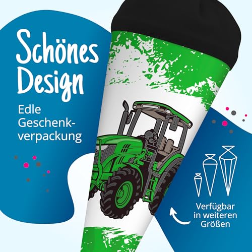 itenga Geschwister Schultüte Zuckertüte Traktor mit Filzverschluss Schule Einschulung Schulanfang 35cm
