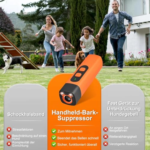 DAILIENFUS Ultraschall Hundeabwehr Anti Bell Gerät, Wiederaufladbar mit LED-Taschenlampe, 3 Frequenzen Stufen für sofortige Wirkung gegen Bellen, Für kleine & große Hunde, Innen & Außen
