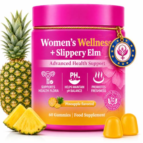 Womens Daily Balance Gummies with Slippery Elm Premium Feminine Health Supplement Feminine Gummies for pH Balance Health Support Digestive & Immune Support Daily Intimate Care for Women (60 Gummies)