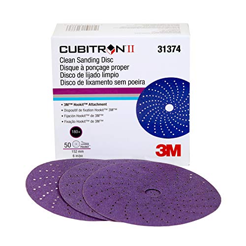 Image of 3M Cubitron II Hookit Clean Sanding Abrasive Disc 31372, 6 in, 220+ Grade, Virtually Dust-Free, High Performance, Long Lasting, Multi-Hole Pattern, Feather Edging, Stock Removal 50 Count (Pack of 4)