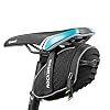 ROCKBROS Bike Saddle Bag Under Seat Bicycle Seat Bag 3D Shell for MTB/Road | Waterproof Bike Seat Pack, Bike Seat Pouch for Cycling & Commuting, Durable Bicycle Storage Bag with Reflective Strip, Black
