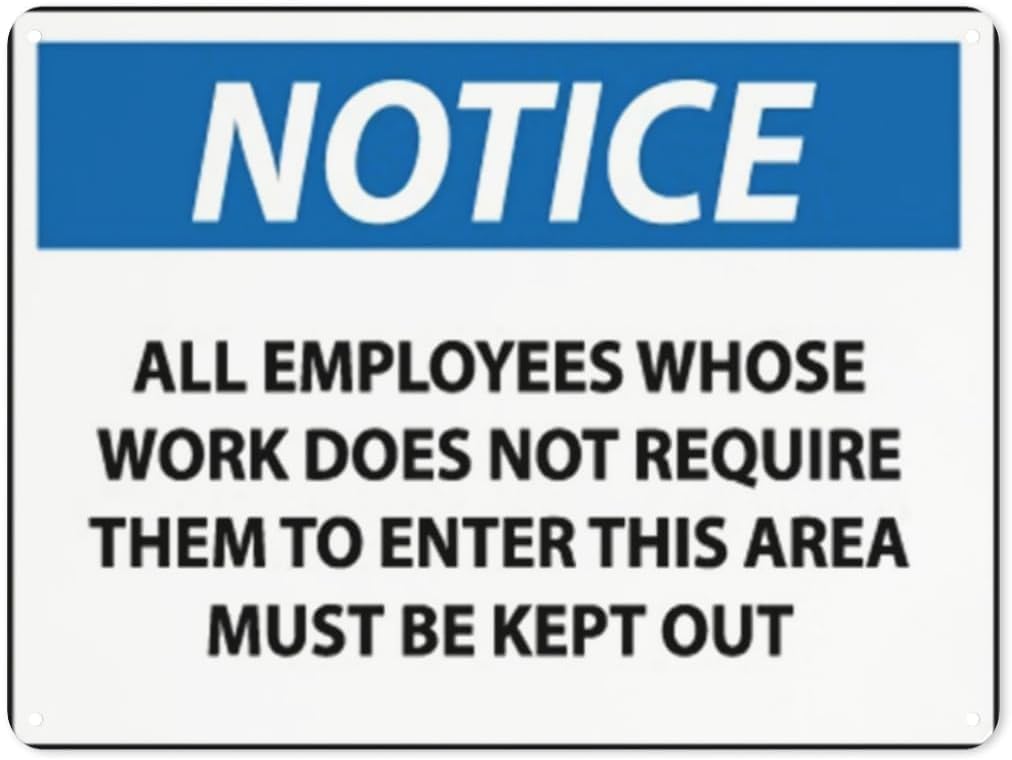 Warning Notice Notice - All Employees Whose Work Involves Hazardous Materials Rust Free Aluminum Tin Sign - Traffic Safety Decor with Pre-Drilled Holes for Workplace, Lab - 12x8 Inch​