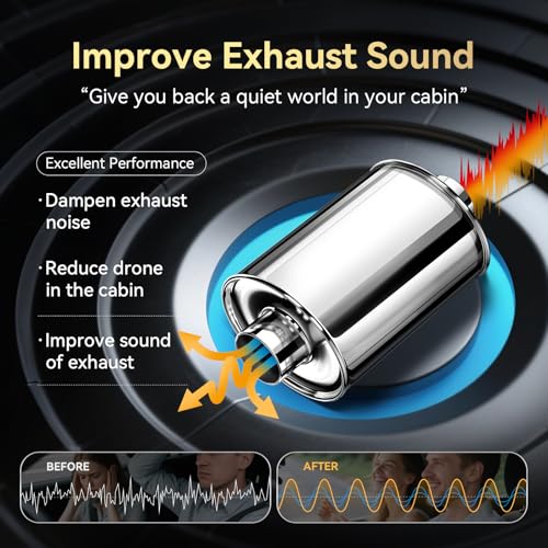 Resonator, 2.5'' Inlet & Outlet Ultra Quiet Resonator, 304 Stainless Steel Performance Exhaust Muffler by HILMITILE - Image 3