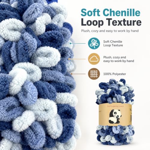 Image of Loop Yarn 5Packs,Shenlin Chunky Chenille Yarn for Hand Knitting Baby Blanket,Machine Washable Polyester Fluffy Thick Bulky Yarn for Scarfs,Craft Projects