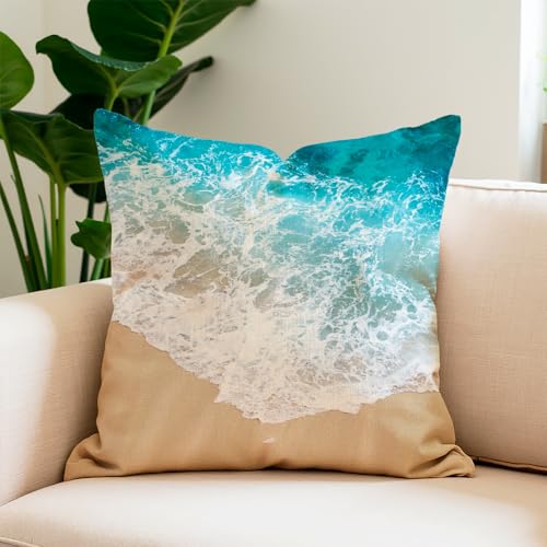 Decorative Pillow Covers 18 x 18, Blue Throw Pillow Cover for Home Decor, Sofa Couch Pillow Covers for Living Room, Ocean
