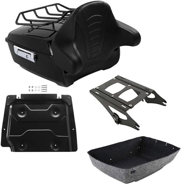 TCT-MOTORPARTS Almohadilla para maletero King Tour Pack color negro mate con placa de montaje para Harley Tour Pack Road Glide, Road King, Street