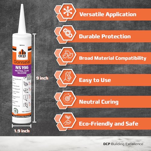 Dcp NS196 WHITE Donseal Ns196 Silicone Caulk Sealant - 100% Silicone Tube For All Conditions - Waterproof For Bathroom thumb #2