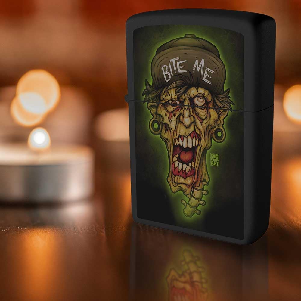 Amazon.com: Bite Me by Big Chris Black Matte Zippo Lighter
