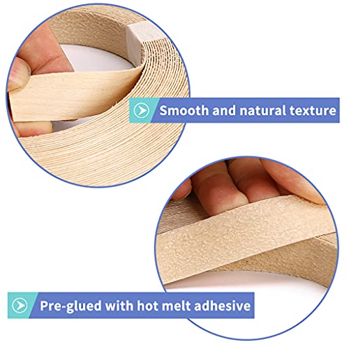 MOLIGOU Rolo folheado de madeira de bordo, tiras de borda de compensado de 0,9 cm × 1,5 m, bordas fl