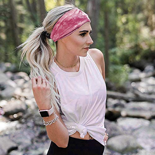 V-Shine Set Of 5 Sports Headbands, Women's Yoga Sport Headbands, Running Fitness Sweat-Absorbent Band Antiperspirant Printed Wide-Brimmed Headbands,For Sports Exercise Tennis Outdoor #TOP3