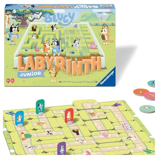 Ravensburger 24711 - Bluey Junior Labyrinth - Die Junior-Ausgabe des Familienspiel-Klassikers für Fans der beliebten Hunde-Serie, für 2 bis 4 Spieler ab 4 Jahren