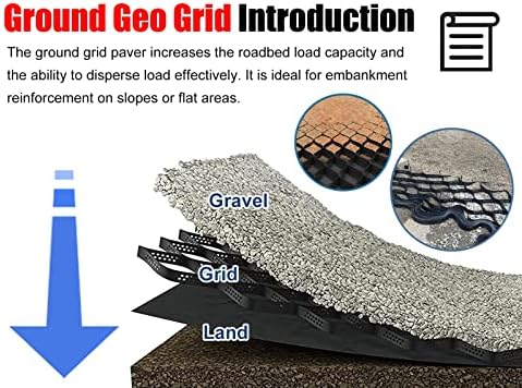 Thick Gravel Grass Grid Paver Mat - 5cm High Geo Grid Ground Grid for Greenhouse & Pathways, Durable Tensile Strength for Landscaping (3 * 7m)