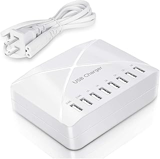 Multi Port USB Charger，40W 8 Port USB Charger Station USB hub, Desktop Multi Port USB Charger Hub with Smart Detect, Multi-Port Travel Charger Compatible with iPhone/Samsung/Tablet/Other Devices.