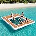Inflatable Pool Float Platform, Thick PVC Floating Dock with Non-Slip EVA Surface, Inflatable Floating Dock for Yacht/Boat/Sea/Lake Water Activities