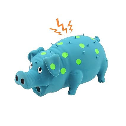 Andiker Dog Squeaky Toy, Dots Latex Dog Chew Toys with a Oinks Sound Squeaker Grunting Pig Dog Toy Durable Self Play 8