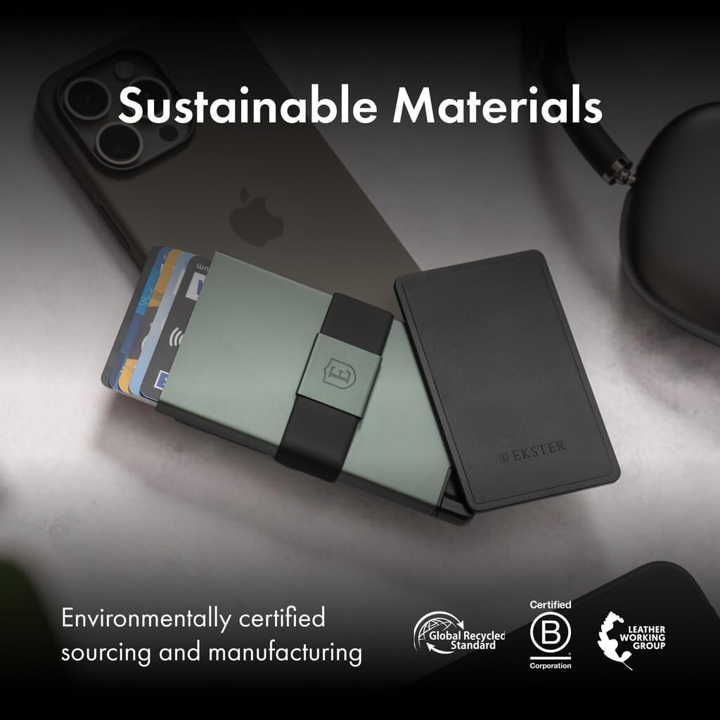 Ekster - Aluminum Cardholder Pro Wallet - All-Metal Aluminum Slim Wallet for Men - Fits 7 Cards,RFID Blocking Layer,Minimalist Wallet for Men,Push Button,Card Access,Expandable,Trackable(Forest Green)