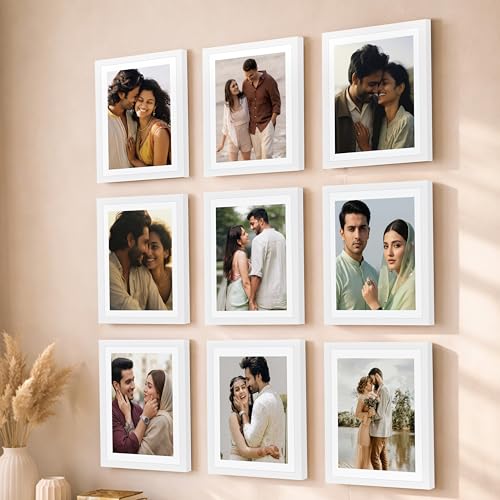 Image of Art Street Premium Photo Frame for living room, Classic Aesthetic Design Photo Frames for Photograph, Art Work, Kids Room Set of 9 (6x8 Inch, White)