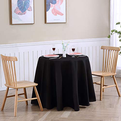 Surmente Table Cloth Polyester 70 Inch Round Tablecloth For Kitchen Dinning Party Wedding Rectangular Tabletop Buffet Decoration (Black) #TOP6