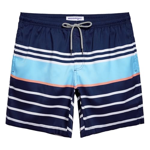 MaaMgic Men's Swimming Shorts Quick Dry Trunks Casual Short Lounge Shorts Running Gym Shorts with Mesh Lining, Galaxy Blue, Large ( Waist:33 inches-35 inches )