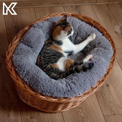 KADAX Hunde und Katzenliege aus Weide, Haustierbett in Naturfarbe, Hundebett, Katzenkorb, Liegestuhl für Tiere, Tierbett, Hundeschlafplatz. Ruhekorb (22x90x70cm)