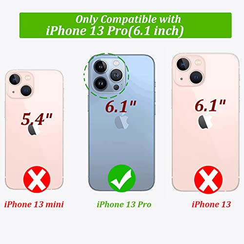 Krhgeik IPHONE 13 PRO Case Wallet For Women,Flip Folio Cover With Butterfly Embossed Pu Leather Credit Card Holder Slots Magnetic Wrist Strap Phone Case thumb #4