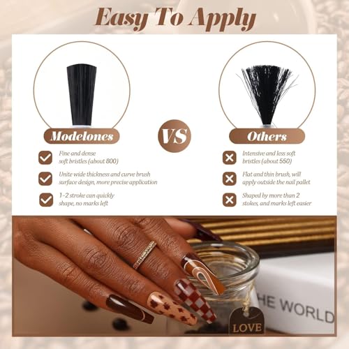 Image of modelones Gel Nail Polish Set, 12 Colors Winter Neutral Nude Brown Gold Glitter Gel Polish Tawny Cinnamon Burdundy Maroon Classic Collection for All Skin Tones LED Nail Art Salon DIY Gift