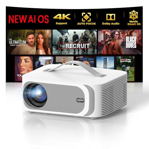 Outdoor-Projector-4k with WiFi and Bluetooth, AI Movin 2.0 OS...
