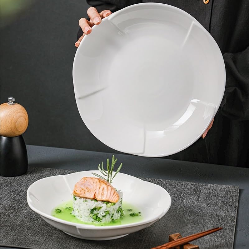 Talerz obiadowy, talerze z kwiatowym wzorem, kreatywne głębokie do domu, zastawa stołowa do restauracji, ceramiczne talerze obiadowe do zupy można układać w stos