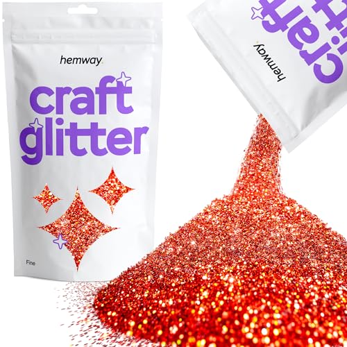 Hemway Paillettes holographiques fines de 0,4 mm pour loisirs créatifs, gobelets, écoles, décorations sur verre et papier, projets de bricolage - Rouge, 100 g