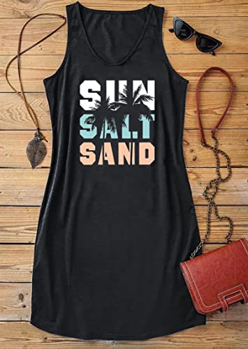 Image of Live Simple Coconut Tree Sleeveless Mini Dress Summer Beach Mini Dress Women's Summer Casual Sexy V Neck Mini Tank Dress