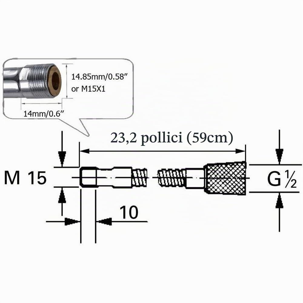 Tubo Flessibile, Coda del Drago, Parte di Ricambio for Tubo Estraibile a Molla for Rubinetto lavello da Cucina Stile Commerciale da 23,2 Pollici o 59 cm, Acciaio Inossidabile