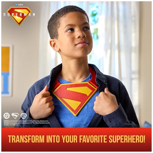 Image of DC Comics, SUPERMAN Power Cape Set, Super Heroes Halloween Costume for Kids with Iconic Chest Plate for Ages 4 and Up