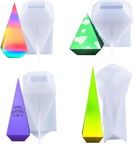 Miniatura 8 de Voyyphixa 4 moldes de silicona piramidales para soporte de anillo de resina, moldes de resina epoxi, moldes de velas, moldes de bricolaje, jabón,