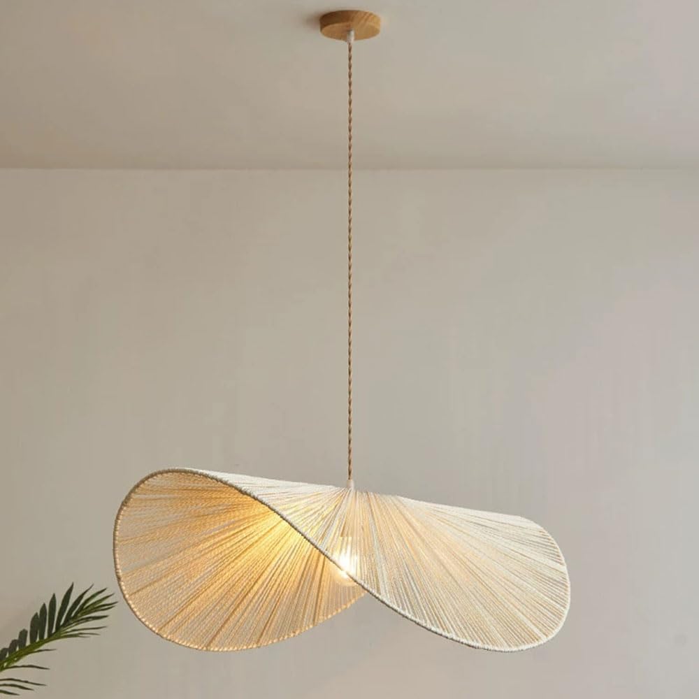 CSSYKV Vintage Hemp Rope Pendant Lamp Southeast Asian Style Geometry Shape Dome Hand-Wove Light Fixtures Adjustable Hanging Light Ceiling Lighting Fixture for Living Room Kitchen Farmhouse Bedroom