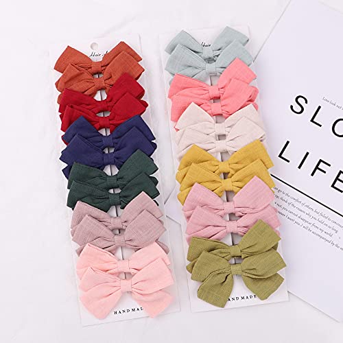 Choicbaby 24Pcs 3.5 Inches Baby Girls Hair Bows Clips Cotton And Linen Bows Hair Barrettes Accessories For Little Girls Toddlers Teens Kids In Pairs thumb #1