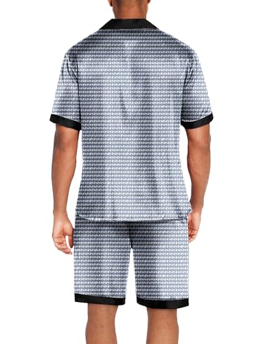 Image of Ekouaer Mens Satin Pajamas Set Button-Down Short /Long Sleeve Shirt Top Soft Silk Sleepwear Loose Pocket Pant Loungewear