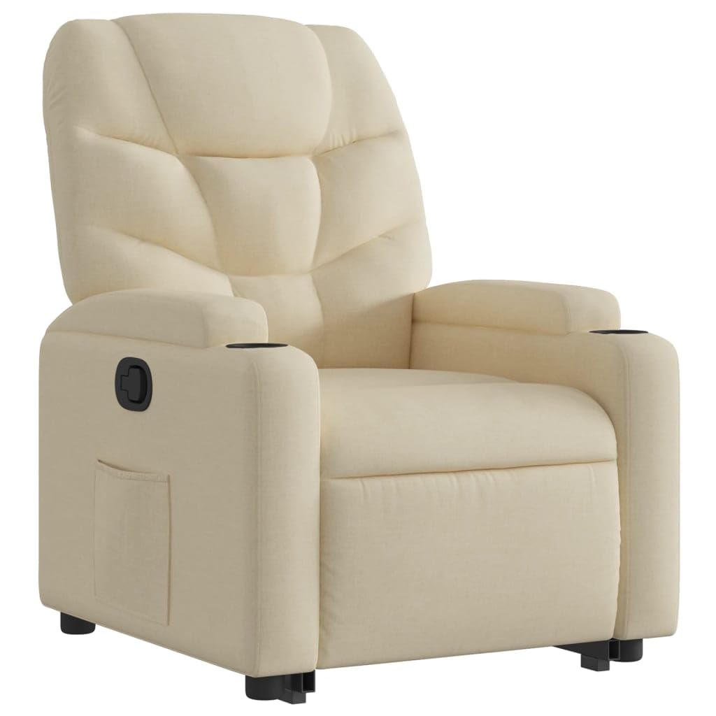 Homgoday Poltrona Alzapersona Reclinabile Crema in Tessuto, Poltrona Massaggiante Poltrona Reclinabile Relax, Sedia da Massaggio Poltrona Relax Tutto Il Corpo