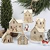Thyle 6 Set Christmas Wooden House Kit for Craft DIY Christmas Village Unfinished Wooden Gingerbread House Make Your Own 3D Houses Xmas Painting Gift Craft Activity Creative DIY Art Decoration Project #4
