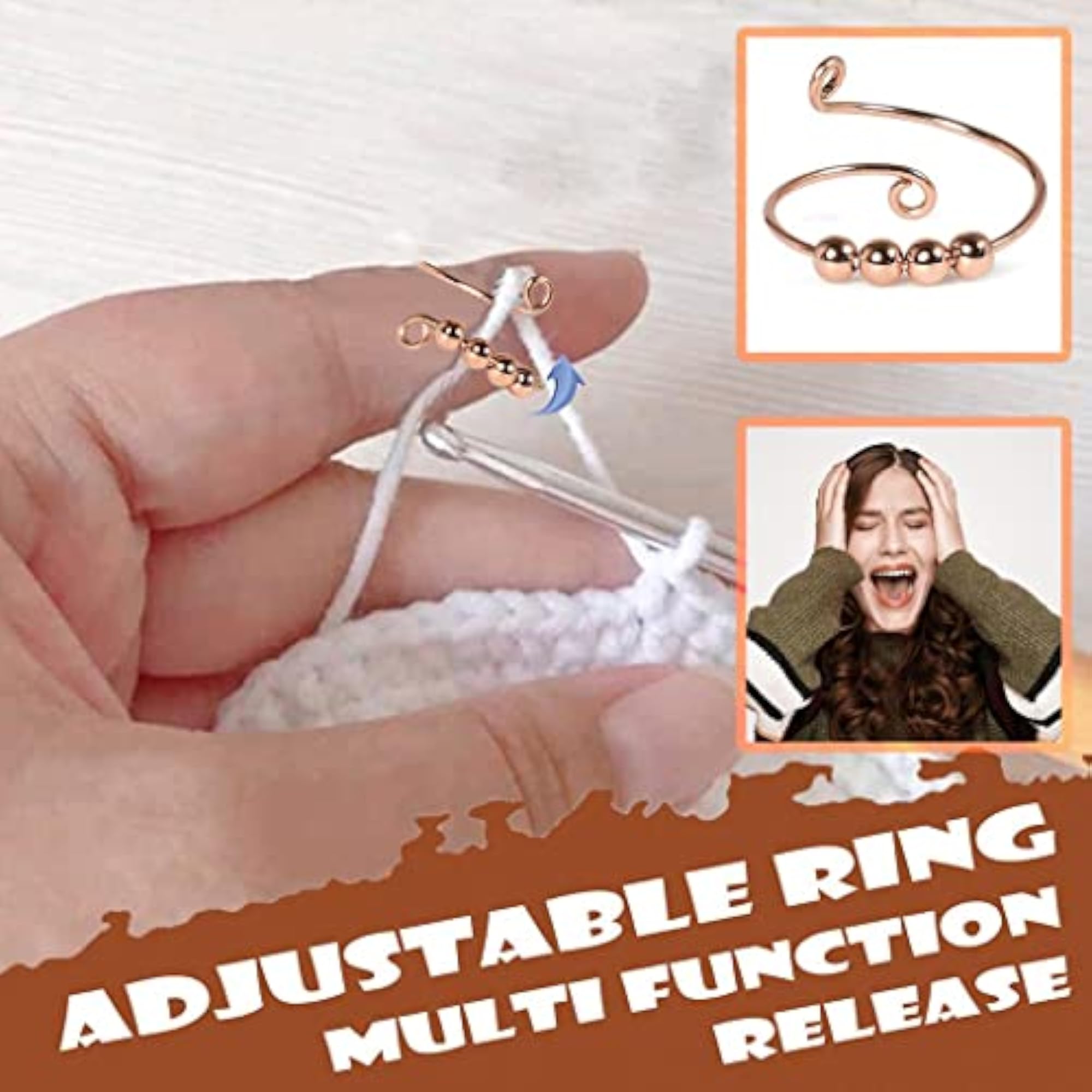 Rotatable Stress Relief Ring, Rose Gold