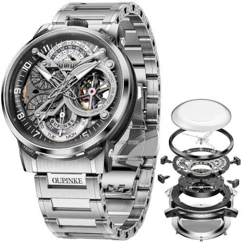 Image of OLEVS GELATU Mens Watch Automatic Tourbillon Wristwatch Skeleton Mechanical Self Winding 50M Waterproof Sapphire Crystal Square Male Watches Yellow /White /Black /Green