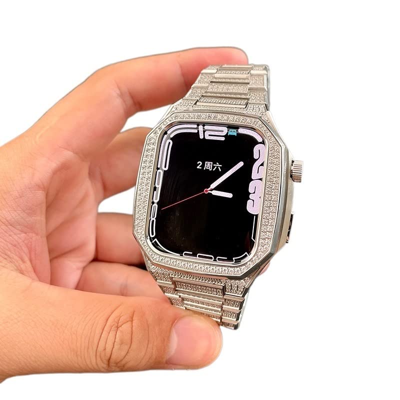 Kit modification diamant 45mm pour Apple Watch boîtier luxe acier