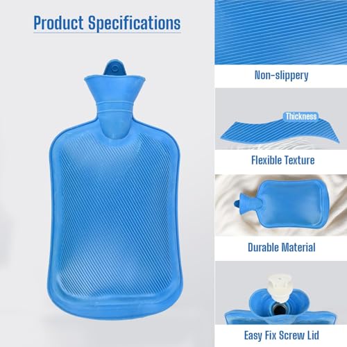 Image of Dr. Tech 2L Rubber Hot Water Bag for Pain Relief Rubber Heating Bag for Period Cramps | Leak-Proof Design with Washer & Fishtail Inlet | Reusable Warm Heat Pack for Back, Neck, Joint Pain & Injuries