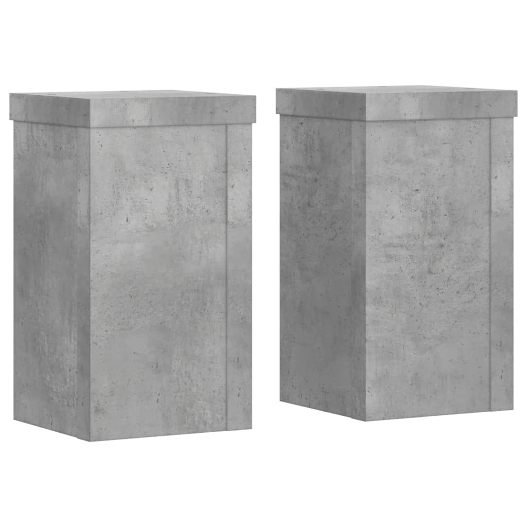 Vidaxl (Concrete Grey, 10 X 10 X 18 Cm) Plant Stands Garden Plant Pot Holder Flower Stand 2 Pcs Engineered Wood