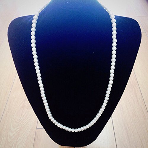 Long Faux Ivory Pearl Necklace Set (7mm X 5mm) Can