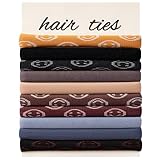 EasYoung Wide Men Hair Ties For Guys, with Long Curly Thick or Dense Hair, No Crease Coils for Men's Buns Long Hair, 10 Count (Pack of 1)