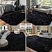 FinRèc Soft Black Area Rugs for Bedroom Living Room, 4x6 Feet Modern Indoor Fluffy Shaggy Rug, Non-Slip Fuzzy Furry Rug for Nursery Kids Room Dorm Room Home Decor, High Pile Plush Floor Carpet